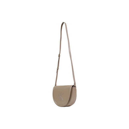 Borsa Calvin Klein donna beige 100% poliuretano 19x17x7.5 cm - vista laterale con tracolla