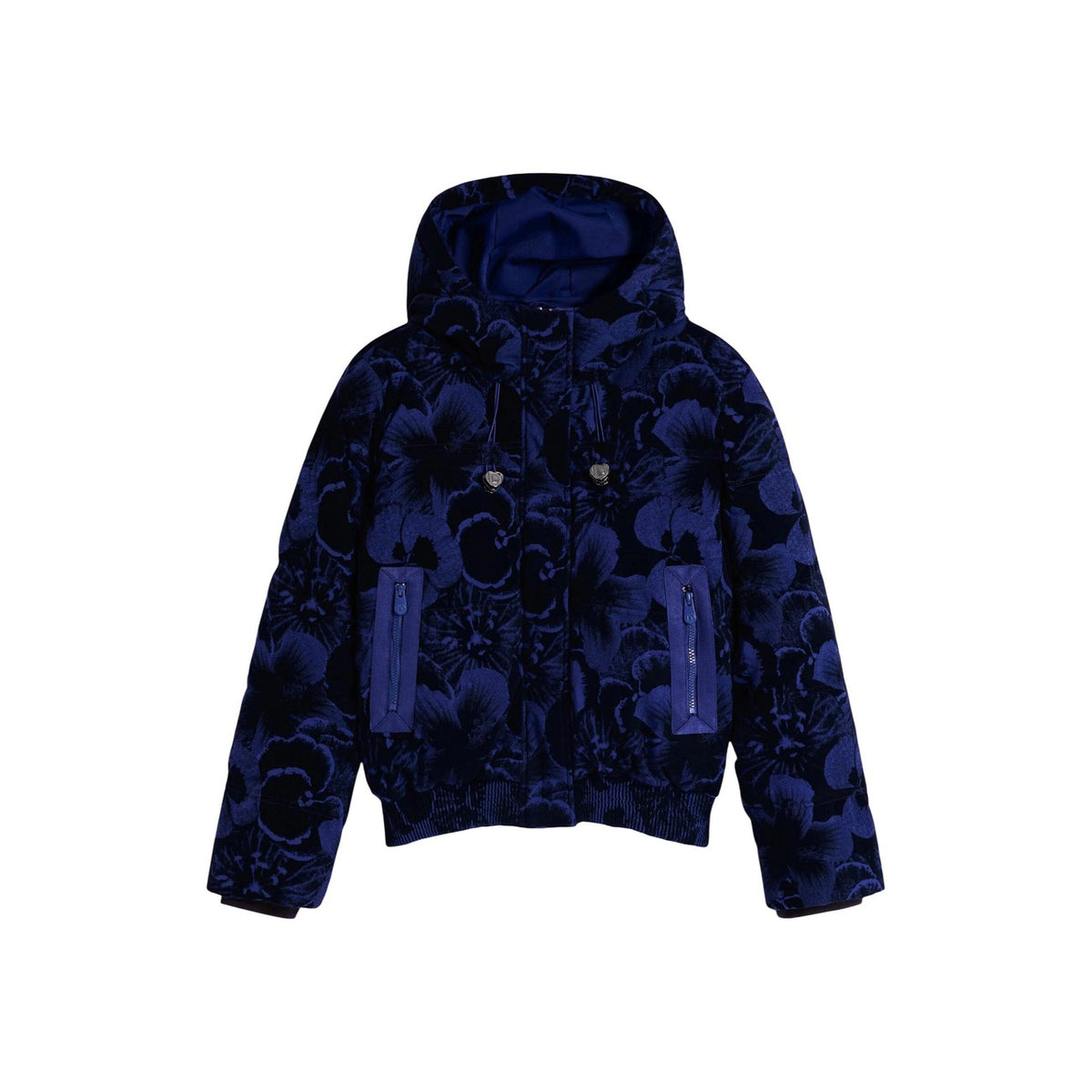 Piumino corto donna Desigual – Giubbotto trapuntato blu stampa floreale 26WWEW385000.