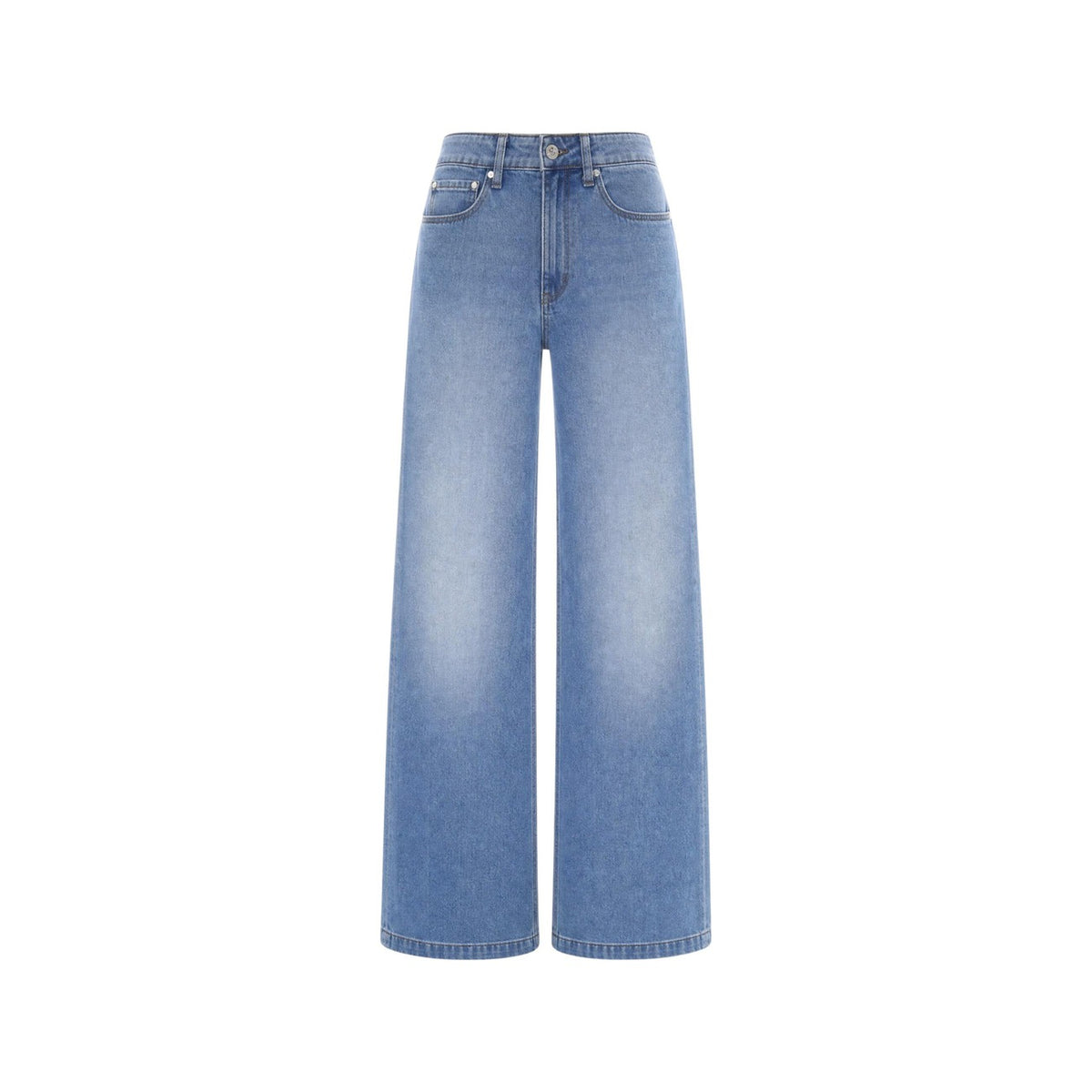 Jeans Baggy Blu Donna Guess Bellagio Pant; Tessuto stretch 5 tasche in 97% cotone, 2% elastomultiestere e 1% lycra. Modello boyfriend a gamba ampia con vita regular, stile casual essentials 4 stagioni. Frontale stesa