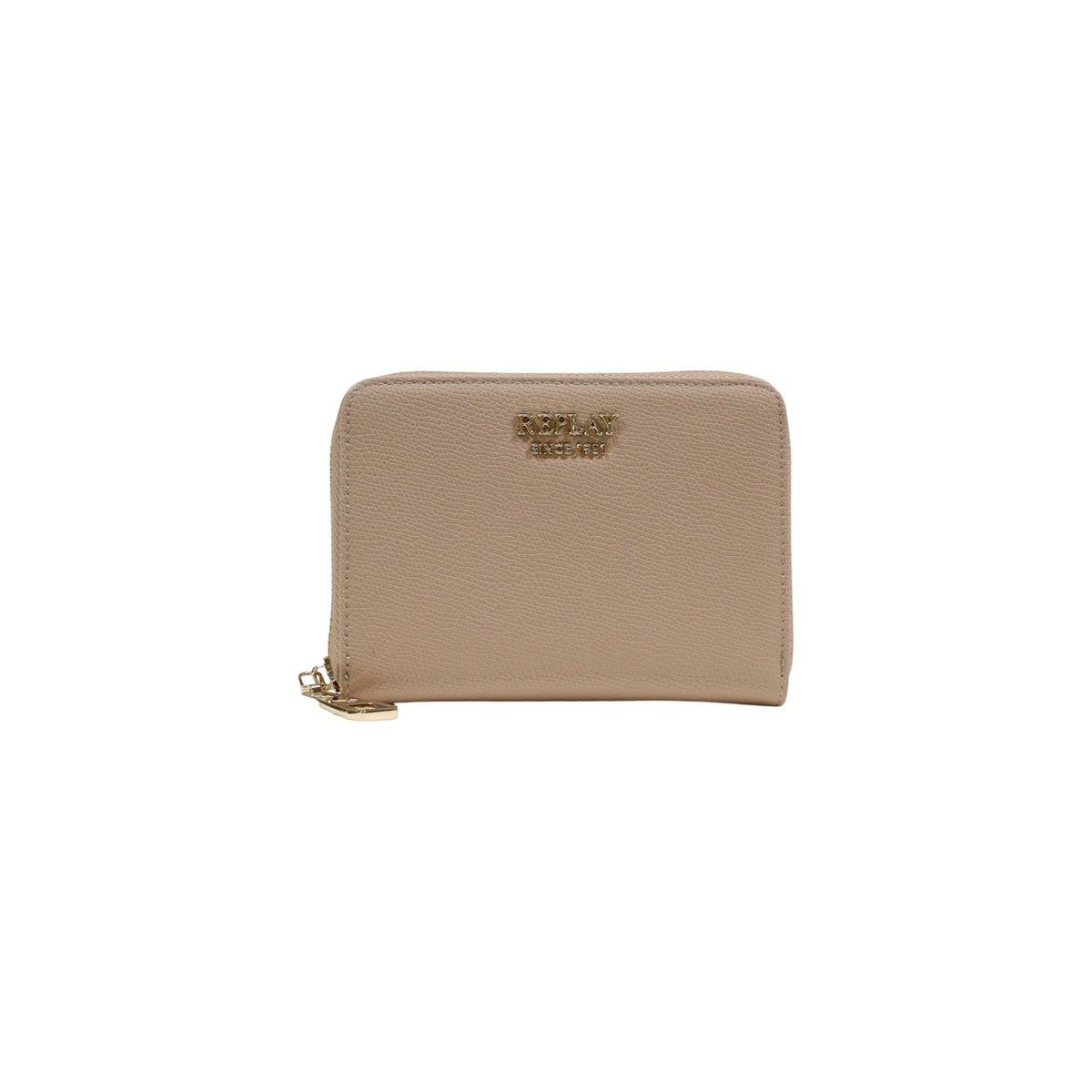 Replay Portafoglio Grande FW5383; design martellato, logo metallo oro, chiusura zip, interno capiente. L'accessorio indispensabile e raffinato per la donna contemporanea. Colore beige