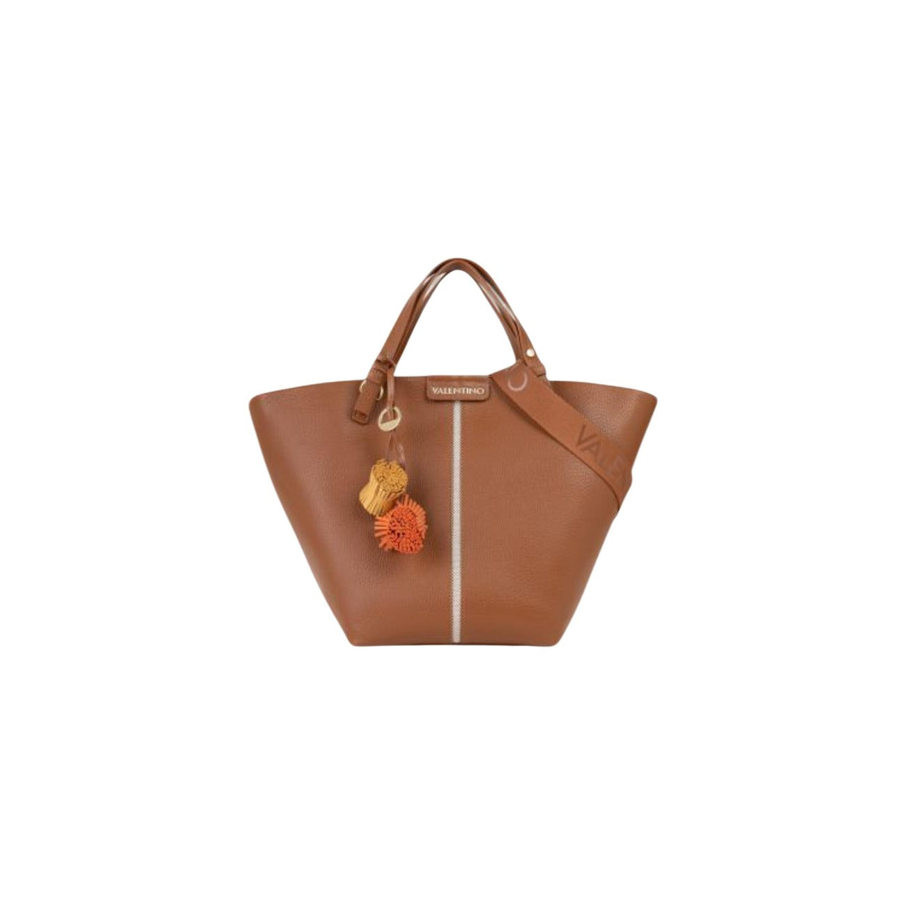 Borsa Valentino Bags VBS9OV05; 100% poliuretano soft-touch. Doppio manico, tracolla logata regolabile, charm removibili. Borsa a mano e a spalla capiente, resistente e di tendenza. Colore marrone