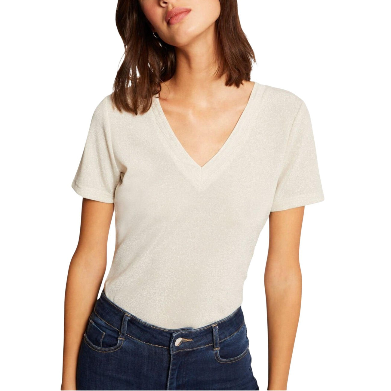 T-shirt Morgan De Toi Beige; 100% Poliestere. Tessuto leggero e fluido, girocollo, maniche corte. Resistente alle pieghe, ideale per outfit casual-chic e viaggi.