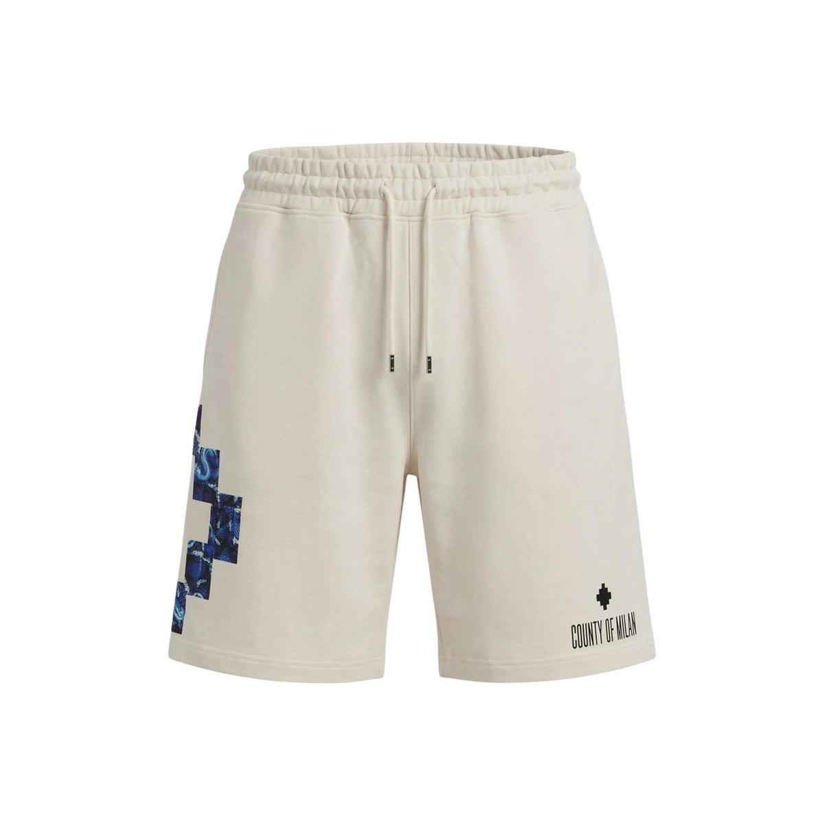 Bermuda County of Milan S6CMMABE067; 100% cotone. Coulisse regolabile, tasche laterali, loghi e grafiche applicate. Pantaloncino sportivo di lusso, traspirante e iconico. Vista frontale