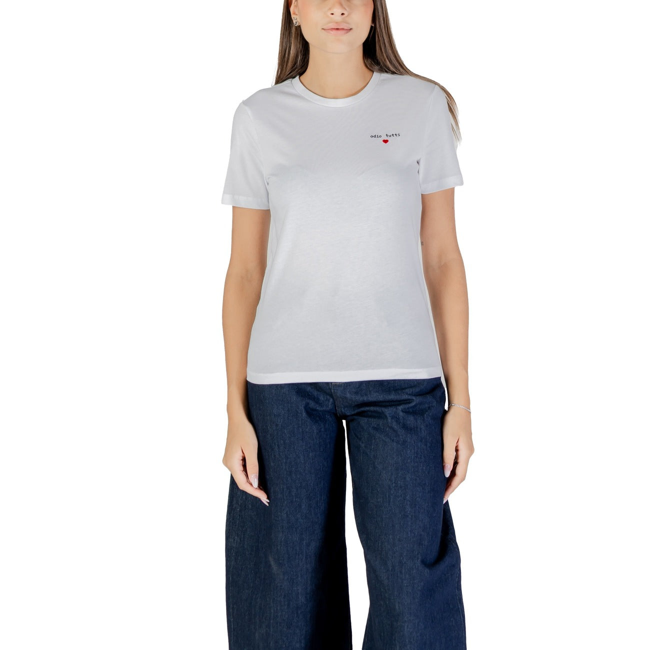 Only T-Shirt Donna Bianca Manica Corta Scollo Tondo 100% Cotone Primavera/Estate 15373449