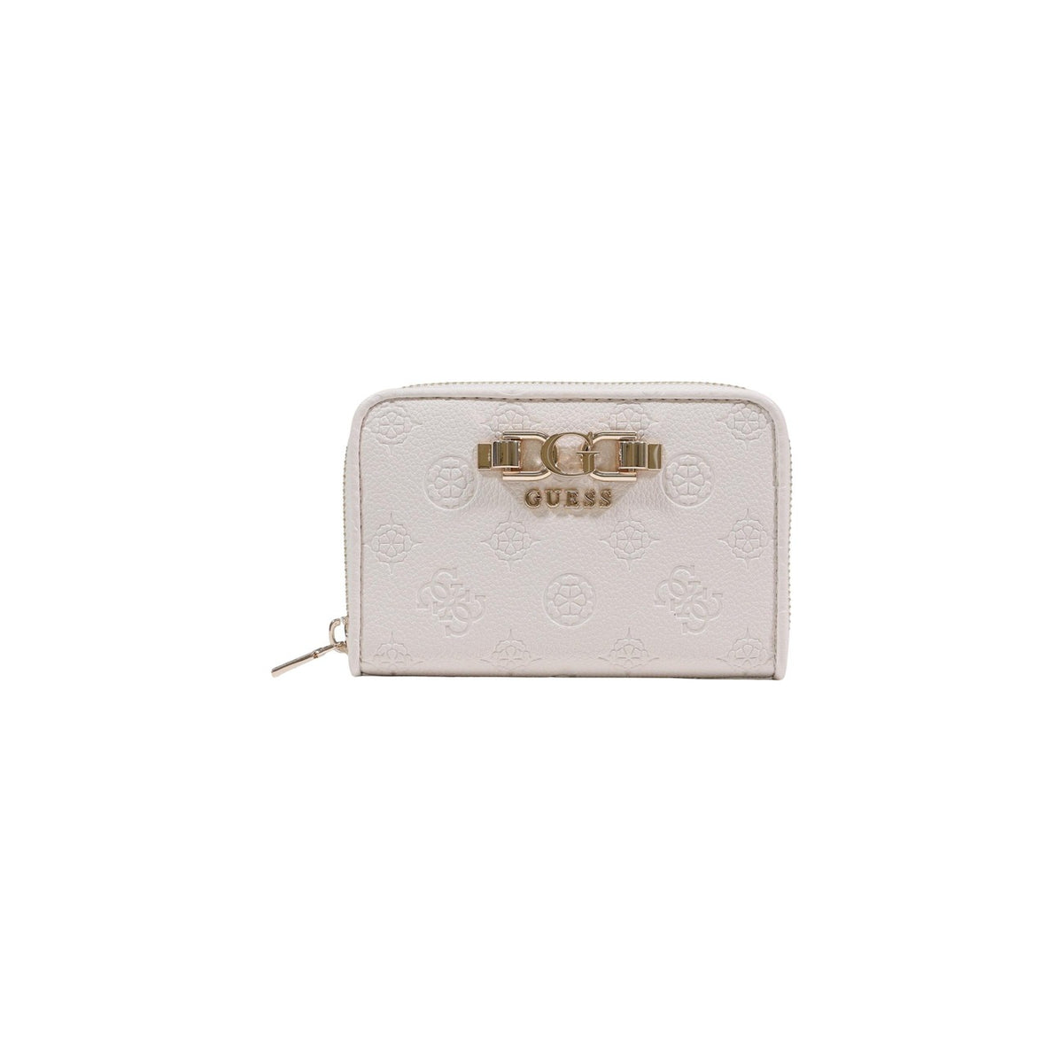 Guess Portafoglio bianco medio ANISE SLG MEDIUM ZIP AROUND 14x9x3 cm Donna vista frontale