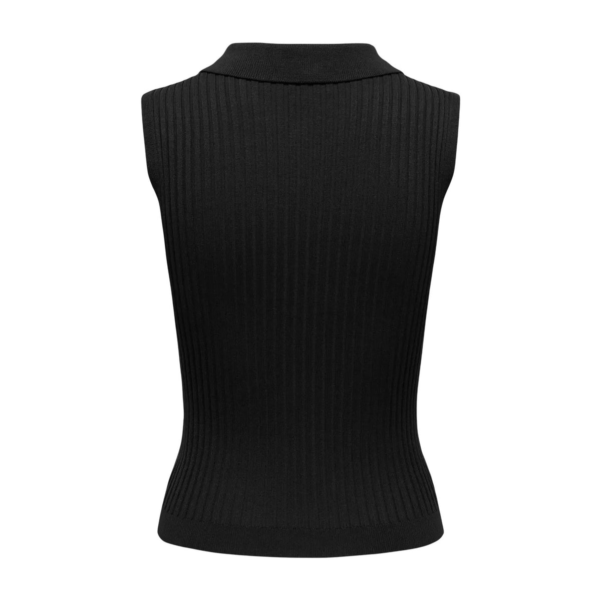 Only Onlmeddi Life Zip Gilet; 70% viscosa, 30% nylon, costine verticali, zip bidirezionale, colletto polo. L'essenziale chic per il layering quotidiano. Colore nero