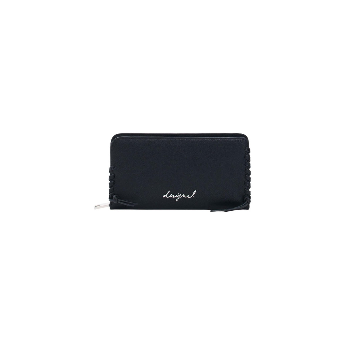 Portafoglio Desigual donna nero con cerniera scomparti interni 100% poliuretano 19x10x3 cm - vista frontale
