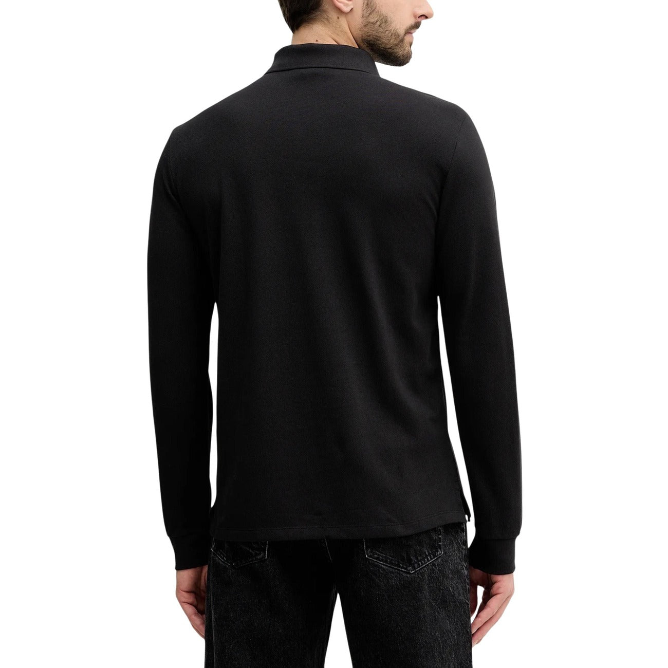Polo Calvin Klein Jeans uomo nera con zip - vista posteriore retro indossata da modello
