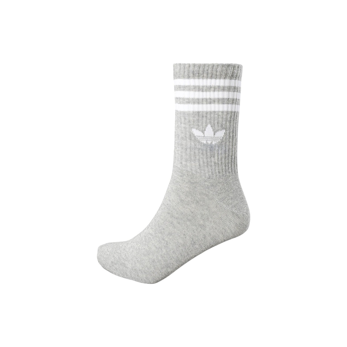 Calzini Adidas Originals 3-Pack; Misto Cotone e Fibre Riciclate. Design a tre strisce con logo Trifoglio, bordo a coste, unisex. Calze sportive resistenti e iconiche. Grigio