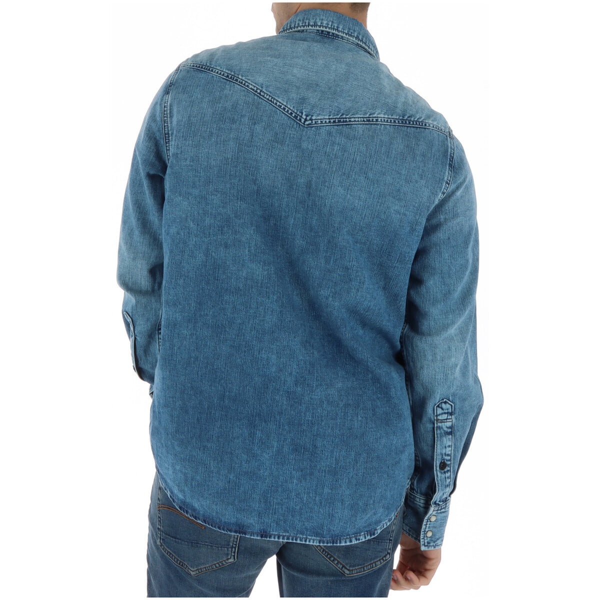 Camicia Denim Dakota Regular; bottoni automatici, 100% cotone, tasche frontali. Stile western contemporaneo ideale per il layering. Vista posteriore
