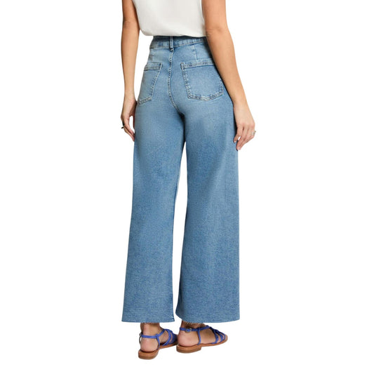 Jeans larghi Morgan De Toi modello Podi, vita alta con ampie tasche a vista e taglio rilassato sulla gamba, finitura con cuciture artigianali. Vista posteriore