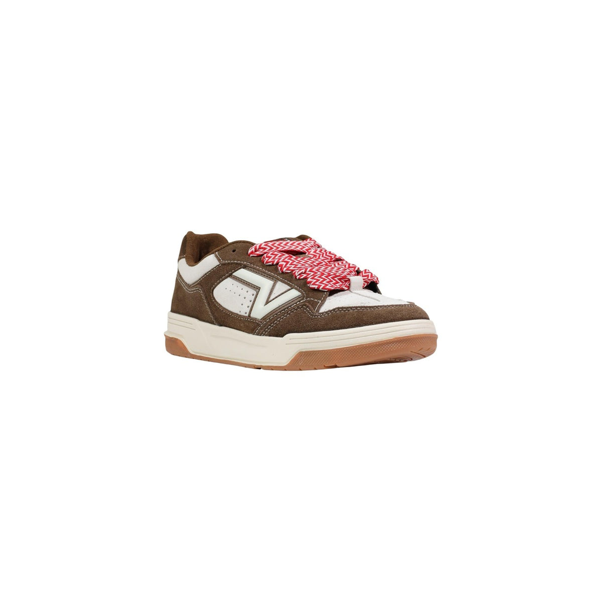 Vans Upland VN000D70FST; 100% pelle, logo Flying V. Dettagli traforati, lacci geometrici, suola in gomma robusta. Sneakers uomo bianche, resistenti e di tendenza. Vista frontale