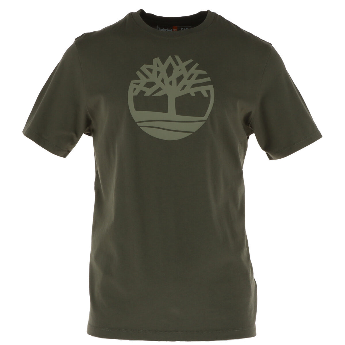 T-shirt uomo Timberland modello KENNEBEC RIVER TREE LOGO verde in cotone a maniche corte con stampa logo albero