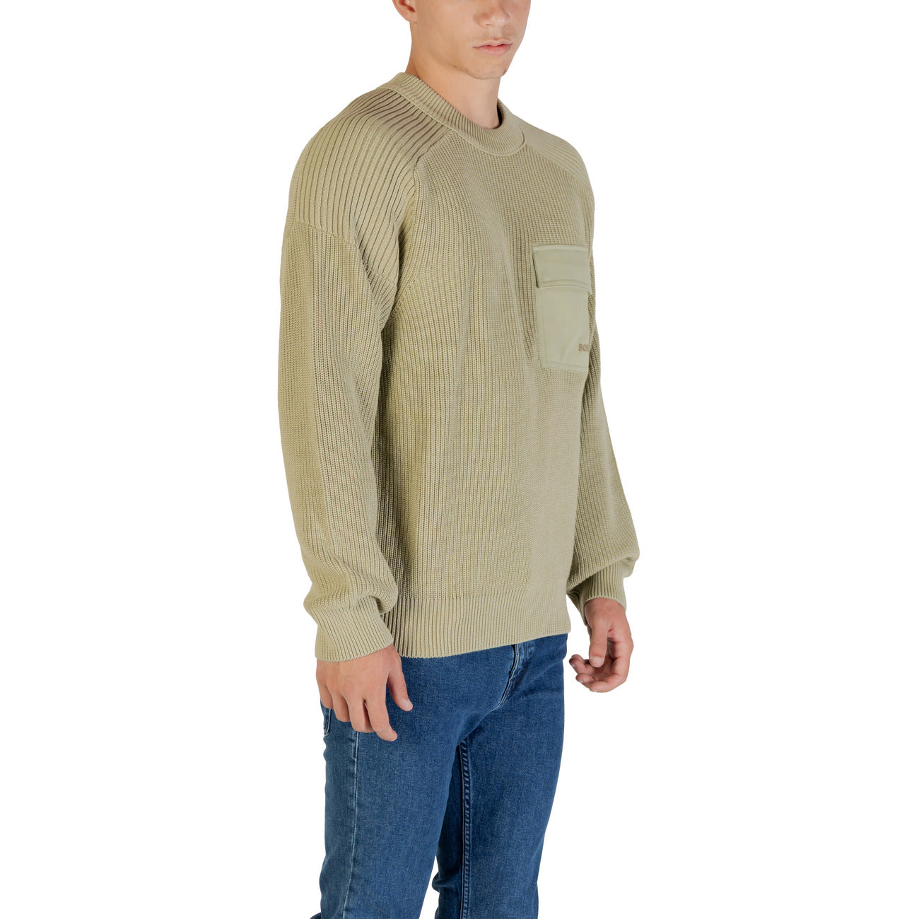 Boss Maglia Uomo Beige con Maniche Lunghe Scollo Tondo Tasca Esterna in Cotone 100% 50546175
