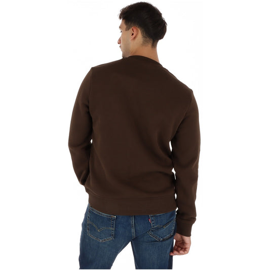 Felpa Napapijri marrone da uomo NP0A8BM2WT31. Pullover sportivo girocollo in cotone 90% e poliestere 10% con dettagli ricamati e maniche lunghe per l'autunno/inverno.