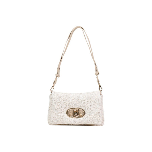 Borsa Liu Jo M CROSSBODY donna panna con tracolla bottoni automatici tasca interna 100% poliestere - vista frontale con tracolla