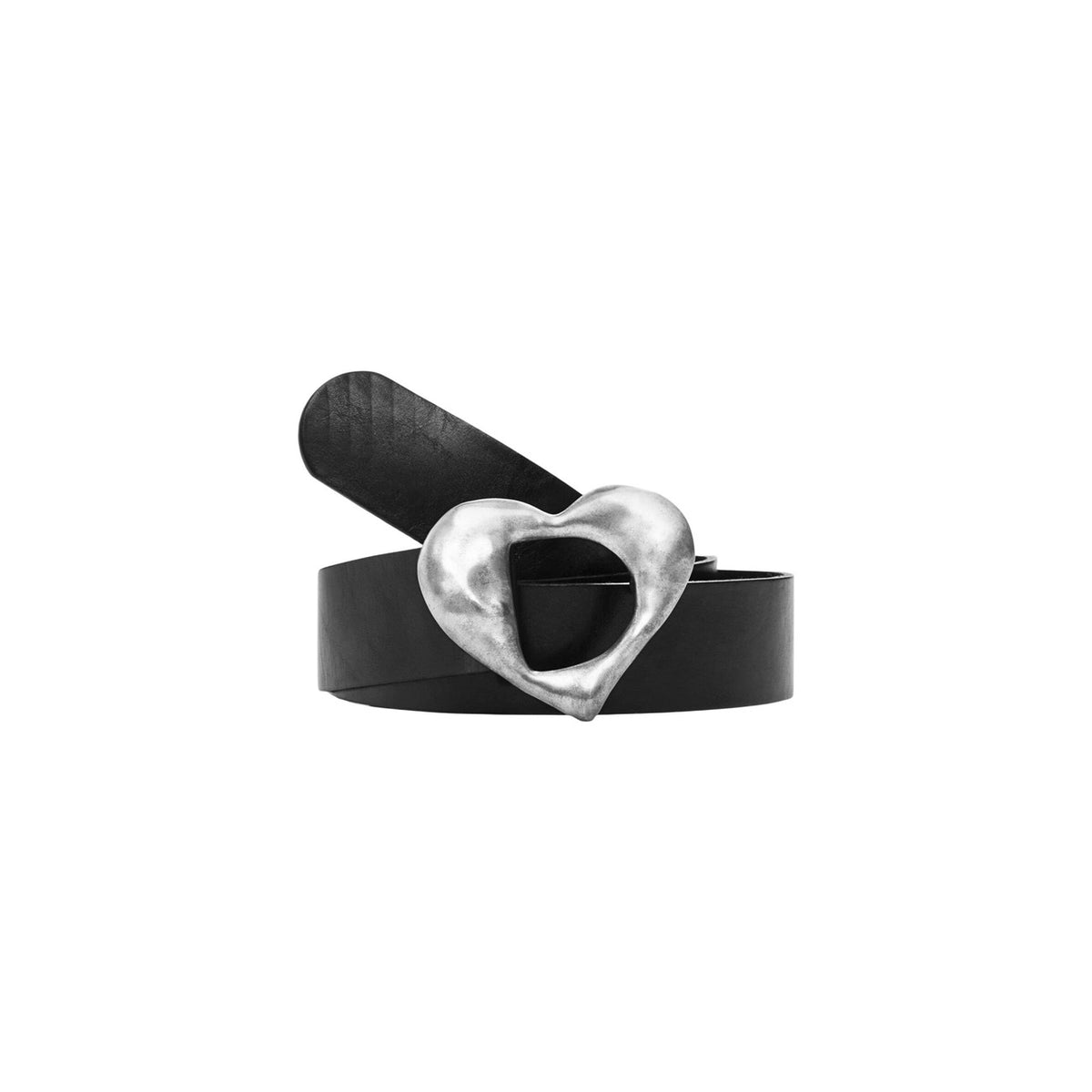 Cintura donna Desigual nera in pelle con fibbia a forma di cuore larghezza 3 cm