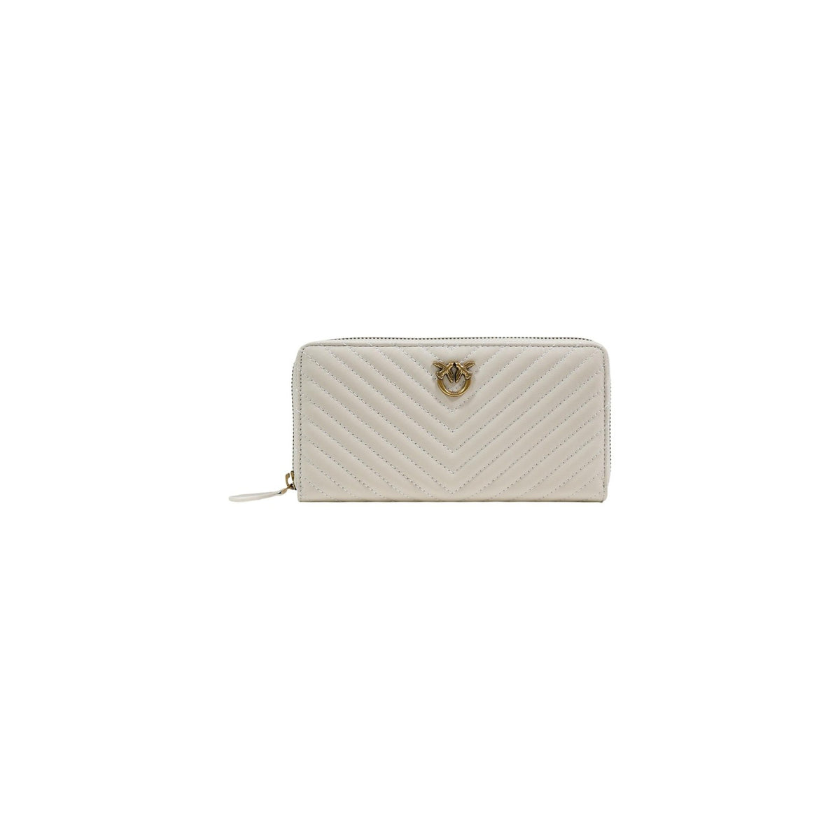 Pinko Portafoglio grande panna zip-around in nappa chevron 21x12x4 cm Donna vista frontale