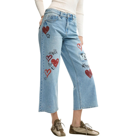 Jeans a gamba dritta con stampa di Mickey Mouse™ e dettagli in stile lettering. Vista frontale