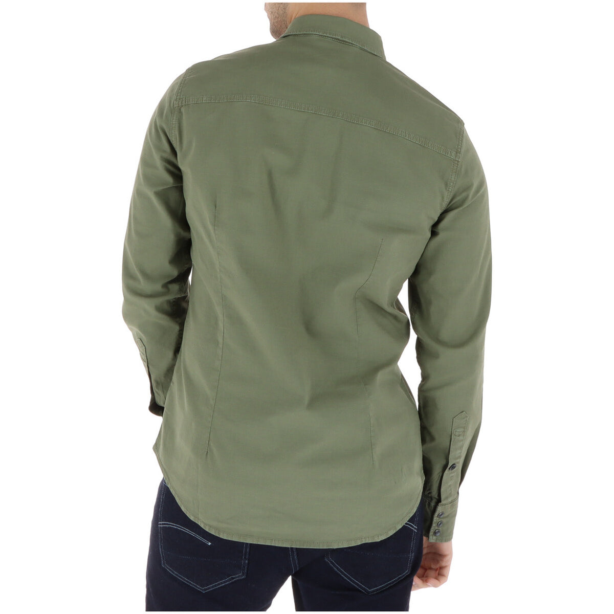 G-Star Dakota Shirt; verde Quadrifoglio Gd, 98% cotone (30% riciclato), comfort elasticizzato. La camicia slim fit resistente ed eco-friendly. Vista posteriore