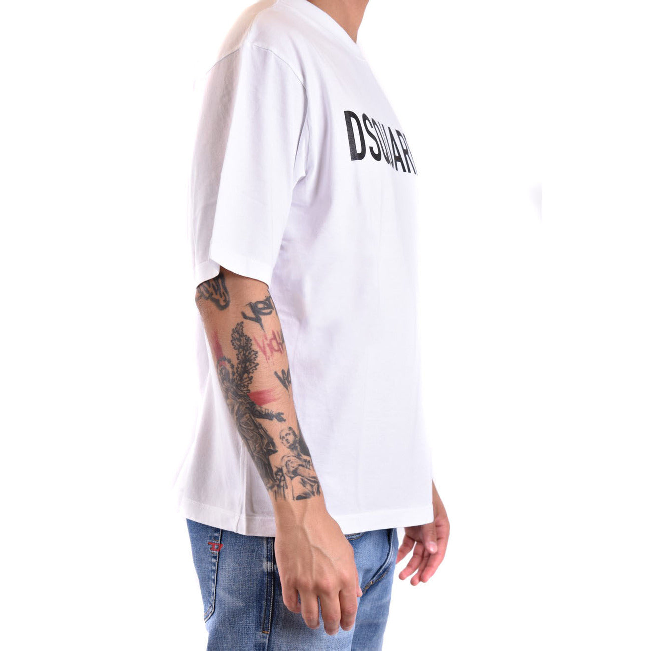 Dsquared2 T-Shirt Uomo Bianca Stampa Manica Corta Scollo Tondo 100% Cotone Primavera/Estate V_30753