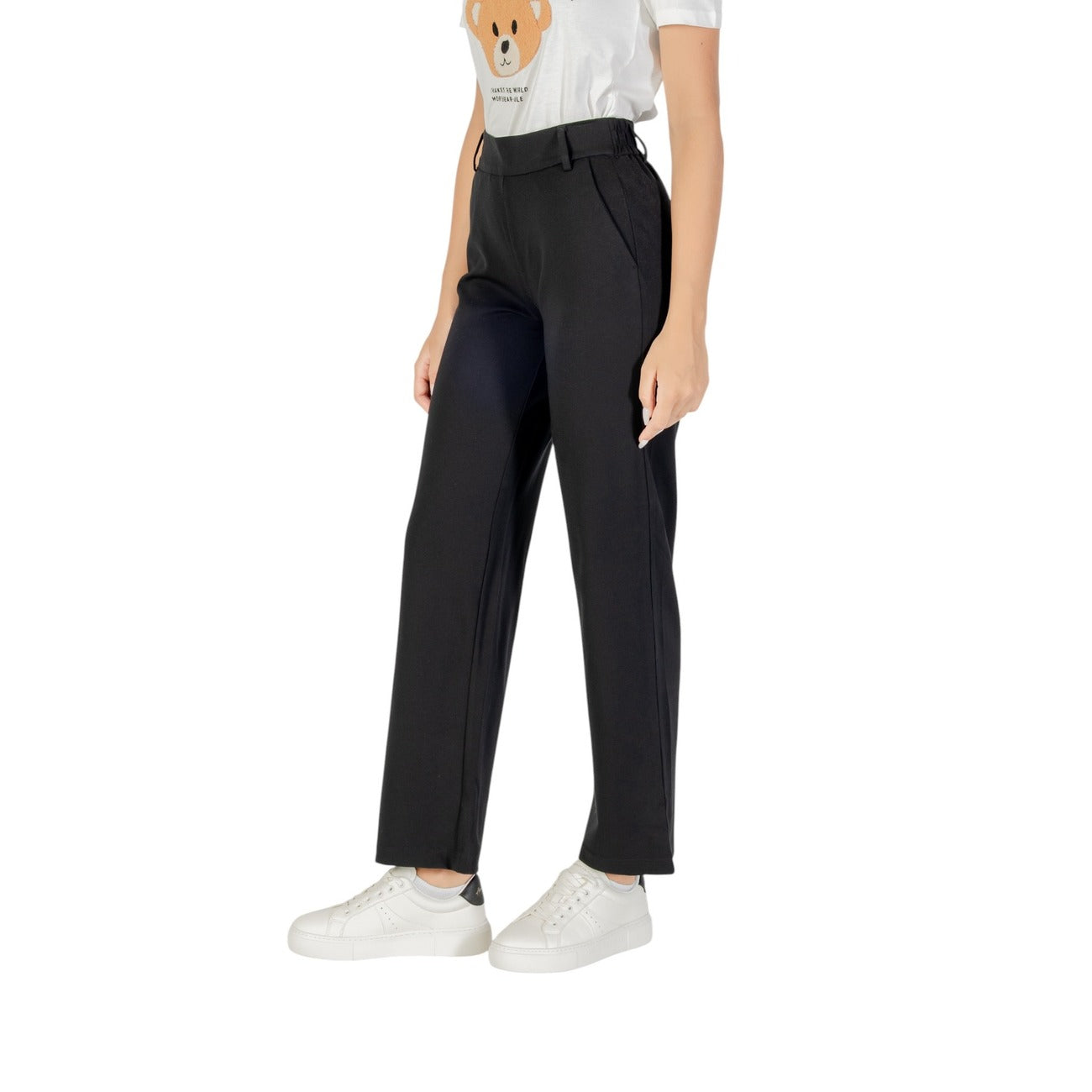 Only Pantaloni Donna Nero Cerniera 63% Viscosa 32% Nylon 5% Elastan Primavera/Estate 15341829