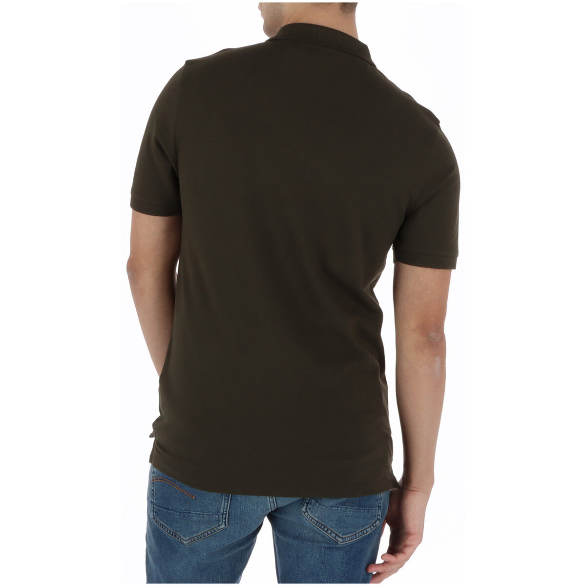 Lyle & Scott Polo Verde scuro SP400VOG; 97% cotone e 3% elastan, manica corta, logo ricamato. Stile classico contemporaneo. Vista posteriore