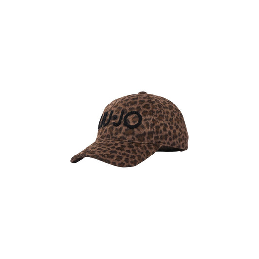 Cappello visiera Liu-Jo leopardato ecopelliccia 2F6048 T6089. Cappellino invernale da donna animalier marrone effetto pelliccia con logo ricamato Liu-Jo e chiusura posteriore con automatici.