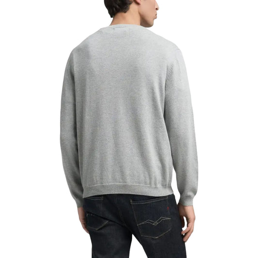 Replay Maglia Uomo Grigia Maniche Lunghe Scollo Tondo - Maglia Cotone