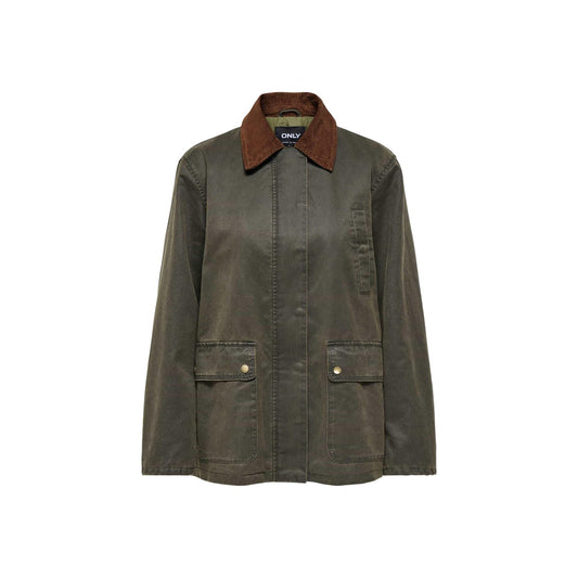 Giacca utility verde donna Only – Giubbotto mezza stagione con colletto in velluto Onlapricot 15357495.