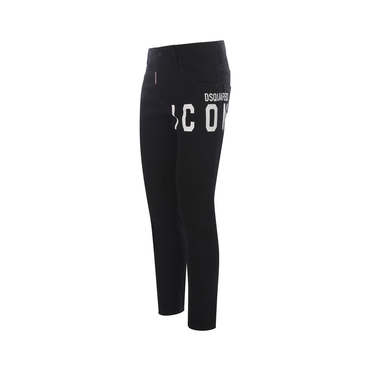 Jeans Dsquared uomo neri con stampa logo chiusura con bottoni 98% cotone 2% elastan - vista laterale