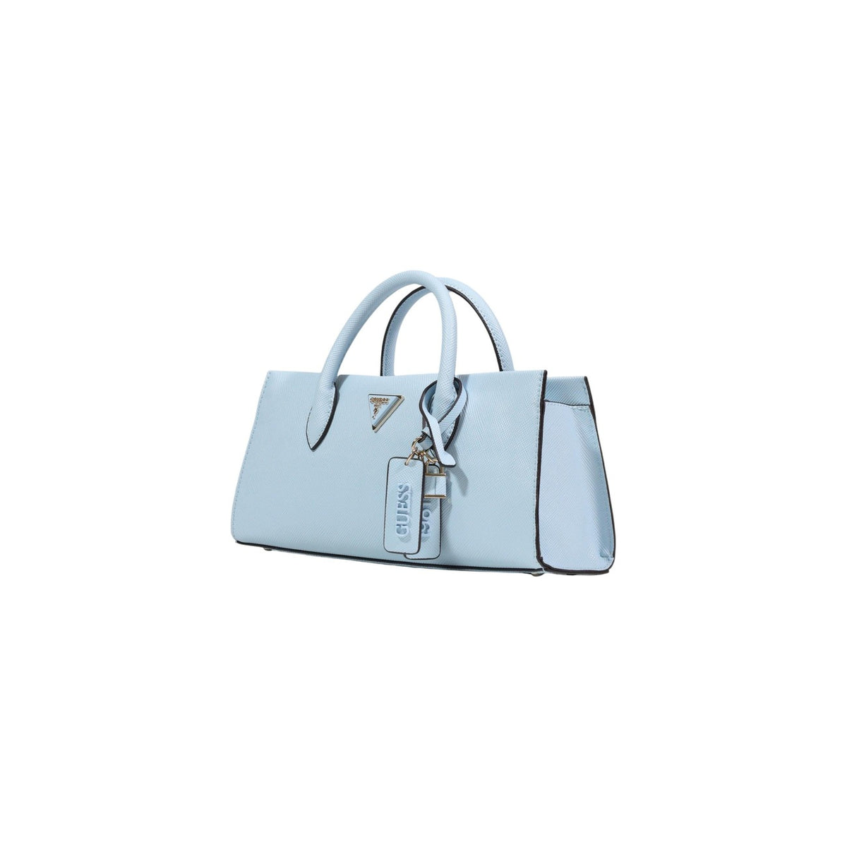 Guess Borsa a mano azzurra NOELLE II GIRLFRIEND SATCHEL 32x15x9 cm Donna vista frontale Laterale