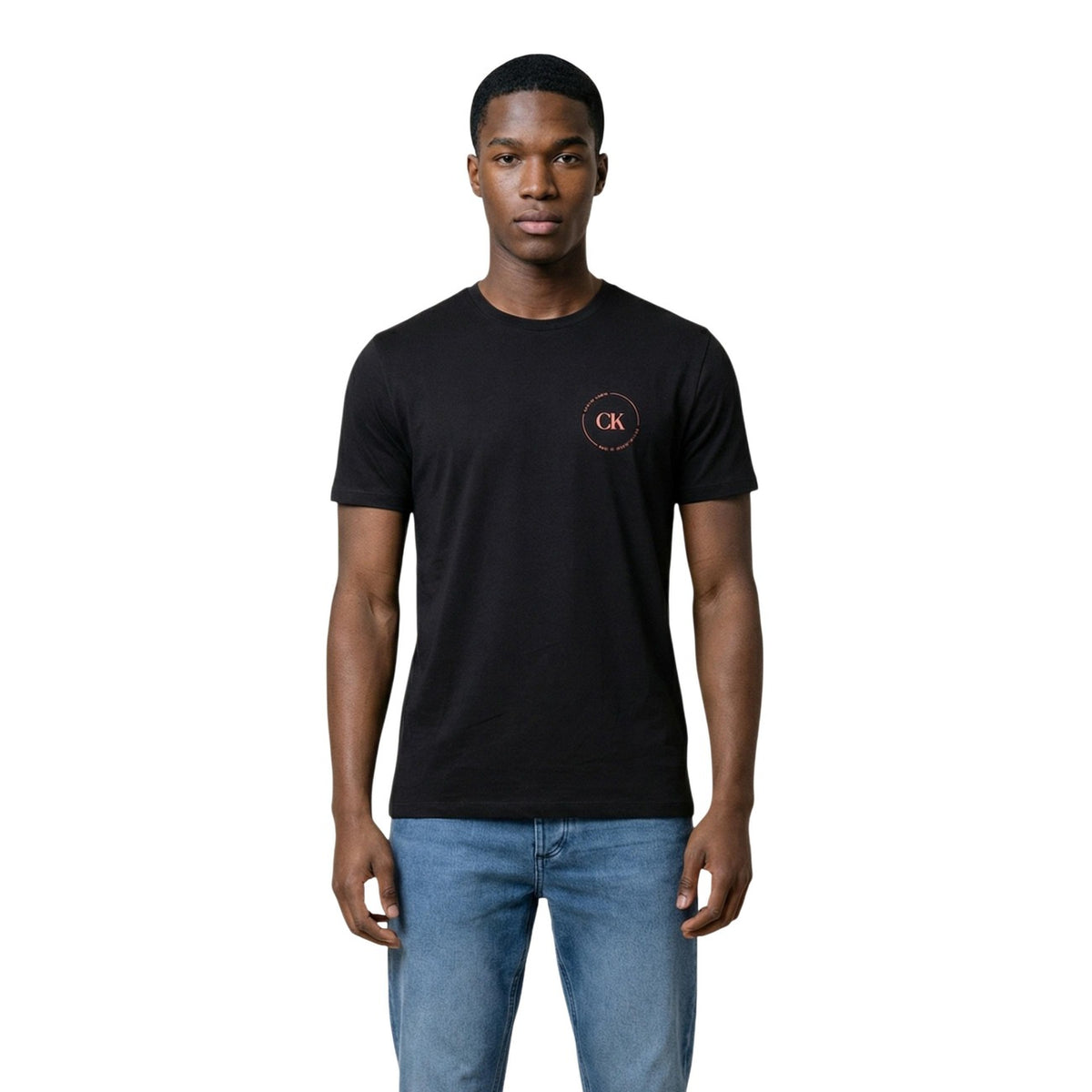 T-shirt uomo Calvin Klein Jeans nera in cotone 100% a maniche corte con scollo tondo