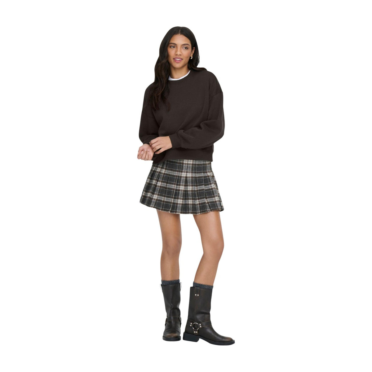 Gonna pantalone quadri donna ONLY – Skort a pieghe motivo check 15328841.