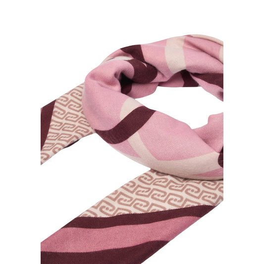 Foulard Liu Jo donna viola fantasia 2F6068 T2745. Maxy foulard leggero e morbido 120x120 cm con stampa geometrica e motivi intrecciati, accessorio donna mezza stagione.