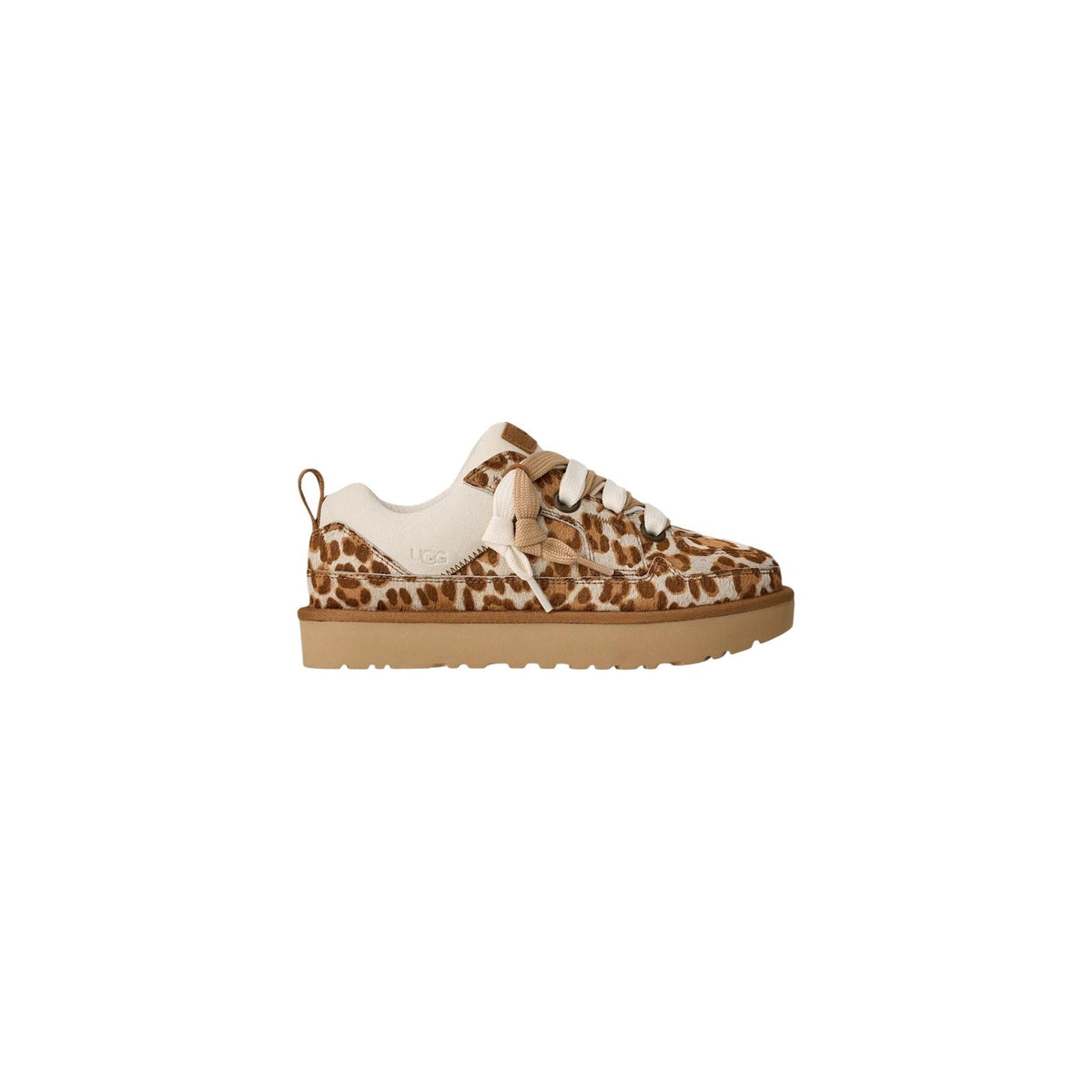 Scarpe basse Ugg LO LOWMEL PLAINS donna beige leopardate con lacci 100% camoscio - vista laterale