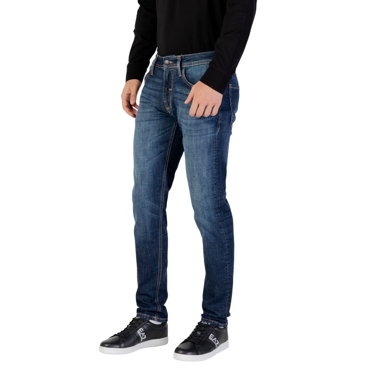Antony Morato Jeans Uomo Blu Effetto Consumato in Cotone 98% Elastan 2% con Zip e Bottone Tasche Anteriori e Posteriori MMDT00282-FA750607