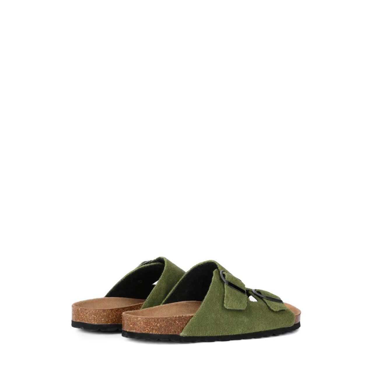 Sandali in Spugna Mc2 Saint Barth; Verde Militare. Doppia fascia regolabile, plantare in sughero, tomaia 100% cotone. Leggeri, originali e confortevoli per l'estate. Posteriore laterale