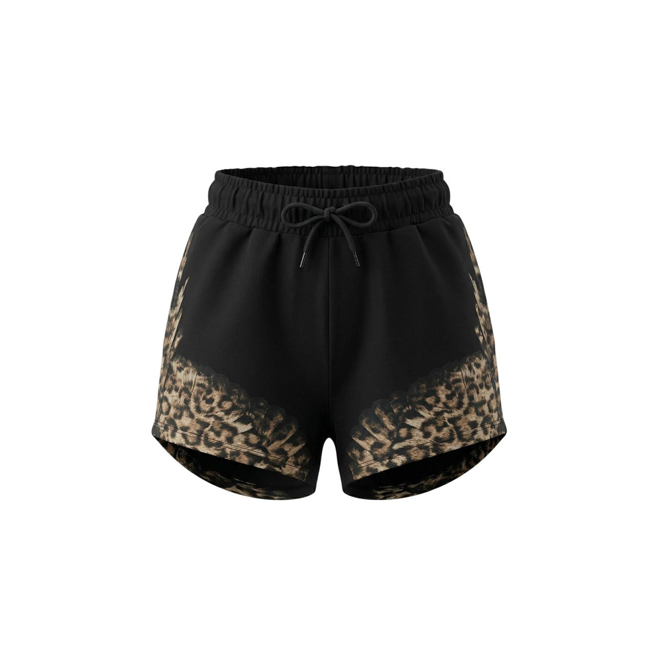Shorts County of Milan Animalier; 100% Cotone. Vita elastica con coulisse, bordi grafici animalier. Pantaloncini donna sport-chic, leggeri e resistenti per la PE26. Vista frontale Stesa