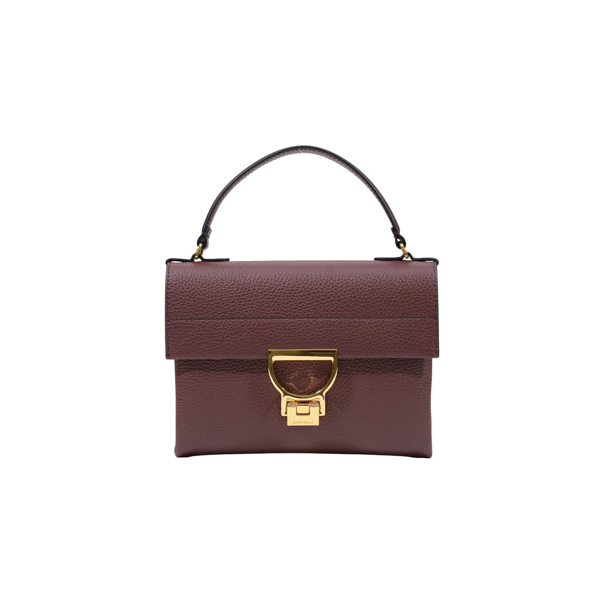 Borsa Coccinelle donna Flat Mini pelle viola scuro E1 MD5 19 03 01. Pochette elegante in vera pelle con tracolla e cerniera zip, borsa piccola da sera e tempo libero pelletteria italiana.