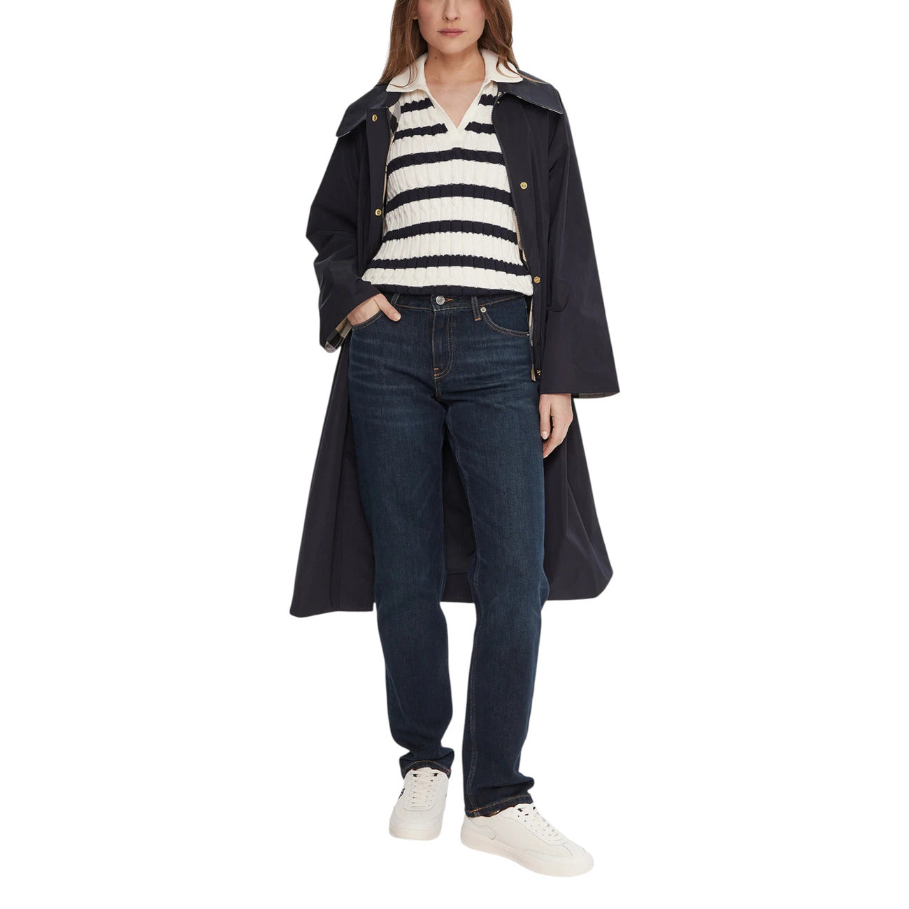 Tommy Hilfiger Women's Blue Zip-Up Button Jeans - Organic Cotton Pocket Jeans
