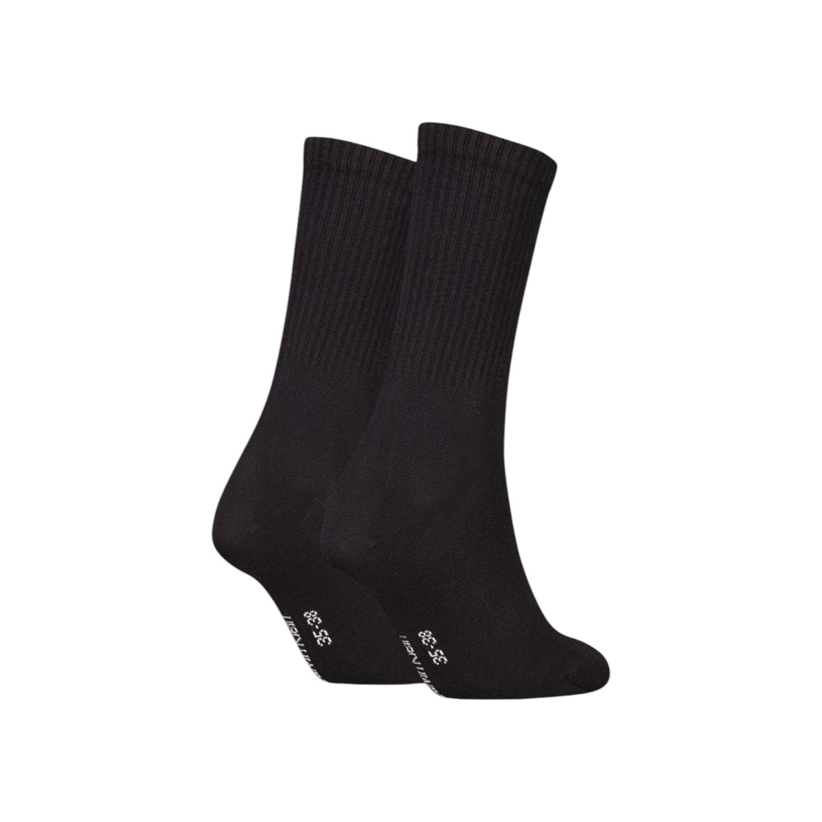 Pack 2 paia calze Neri donna Calvin Klein Jeans, 68% cotone con finitura elasticizzata e logo monogramma; vestibilità morbida e resistente per l'uso quotidiano. Vista posteriore
