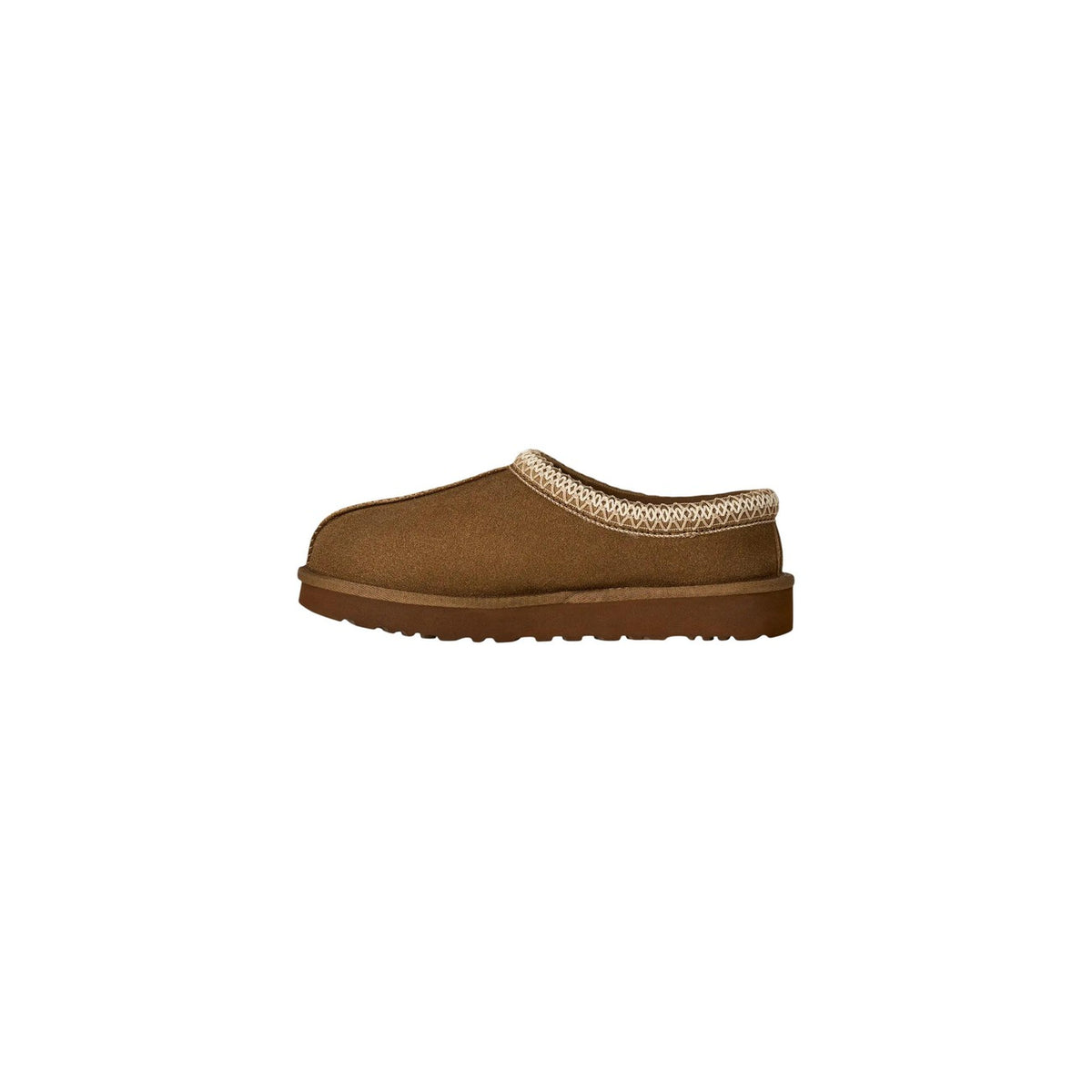 Ciabatte UGG Tasman donna camoscio 1174470 colori grigio nero e bronzo. Sabot bassi senza tacco in pelle scamosciata con bordo ricamato UGGbraid, interno in vero montone e suola ammortizzata in EVA da canna da zucchero.