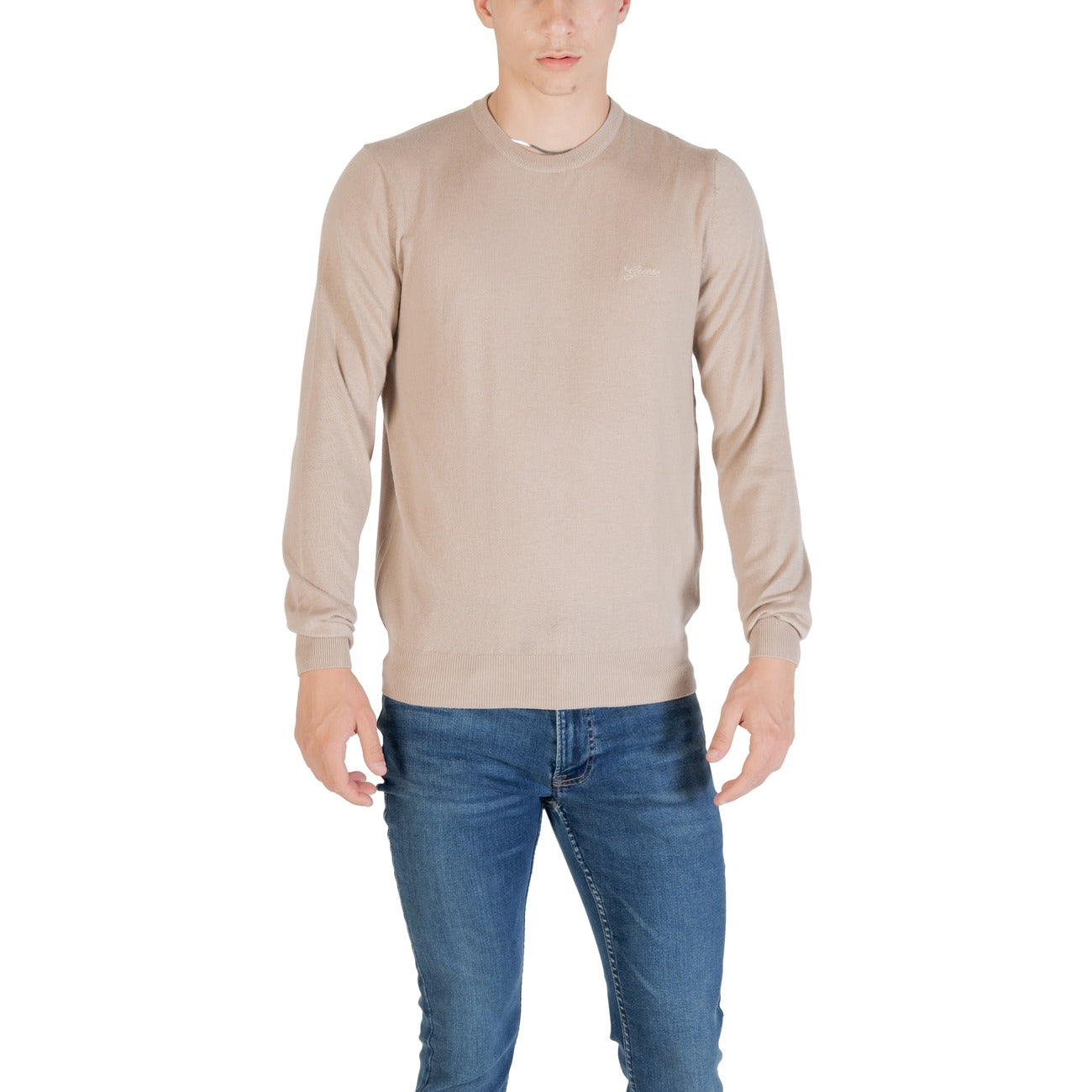 Guess Maglia Uomo Nera con Maniche Lunghe Scollo Tondo in Poliestere 50% Poliammide 40% Lana 5% Seta 5% M5YR26 Z0122