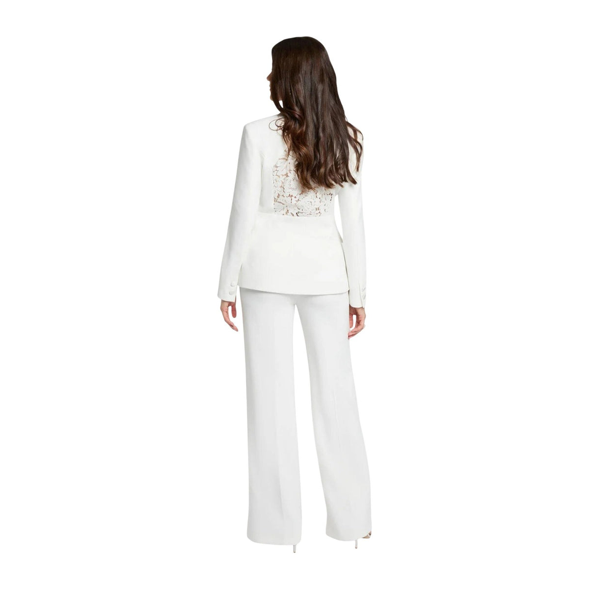 Pantaloni Bootcut Morgan De Toi; 77% Poliestere, 17% Viscosa, 6% Elastam. Vita alta, fondo a zampa, vestibilità stretch. Pantaloni donna modellanti e di tendenza per la PE26. Vista posteriore