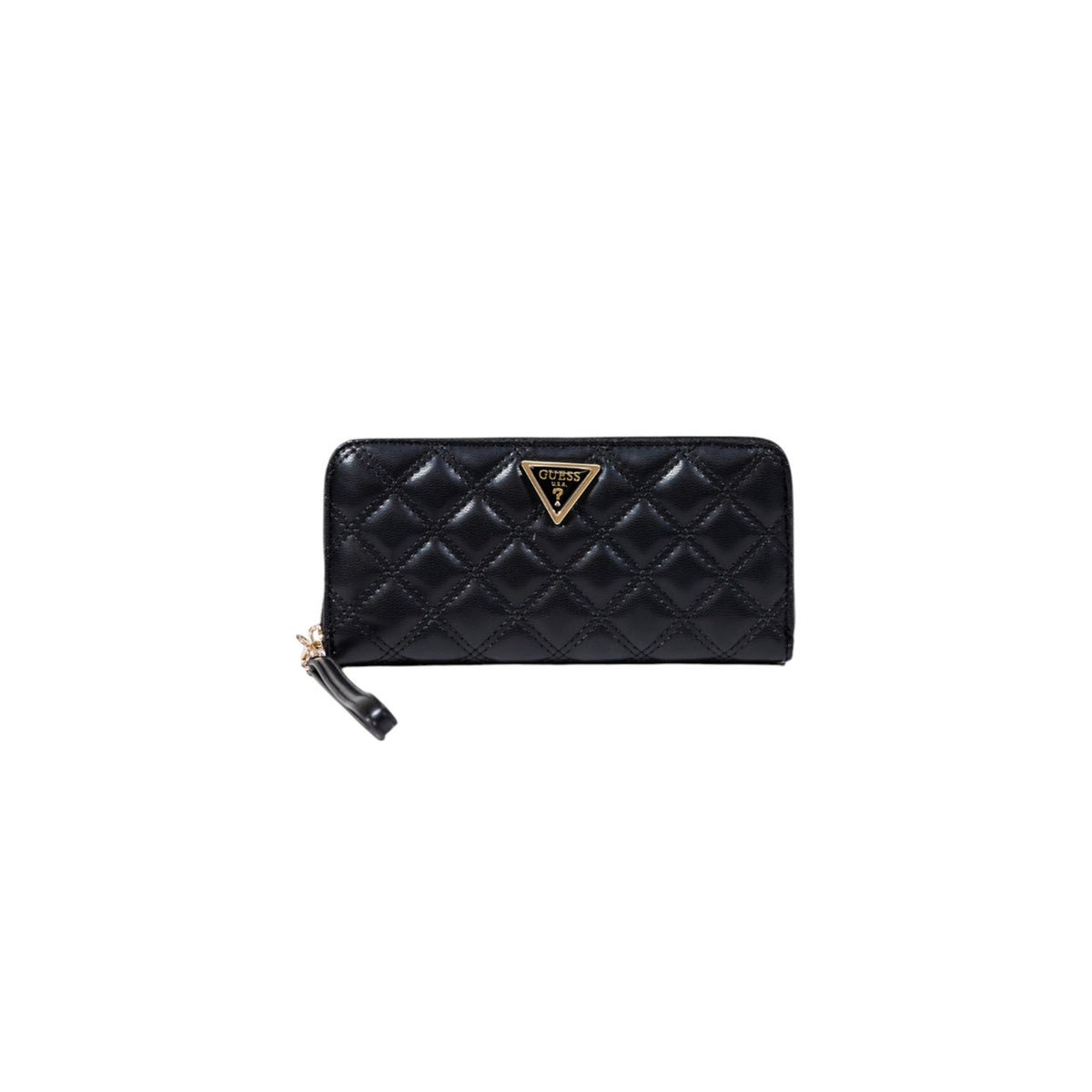 Portafoglio Guess donna nero con cerniera zip around logo 100% poliuretano - vista frontale