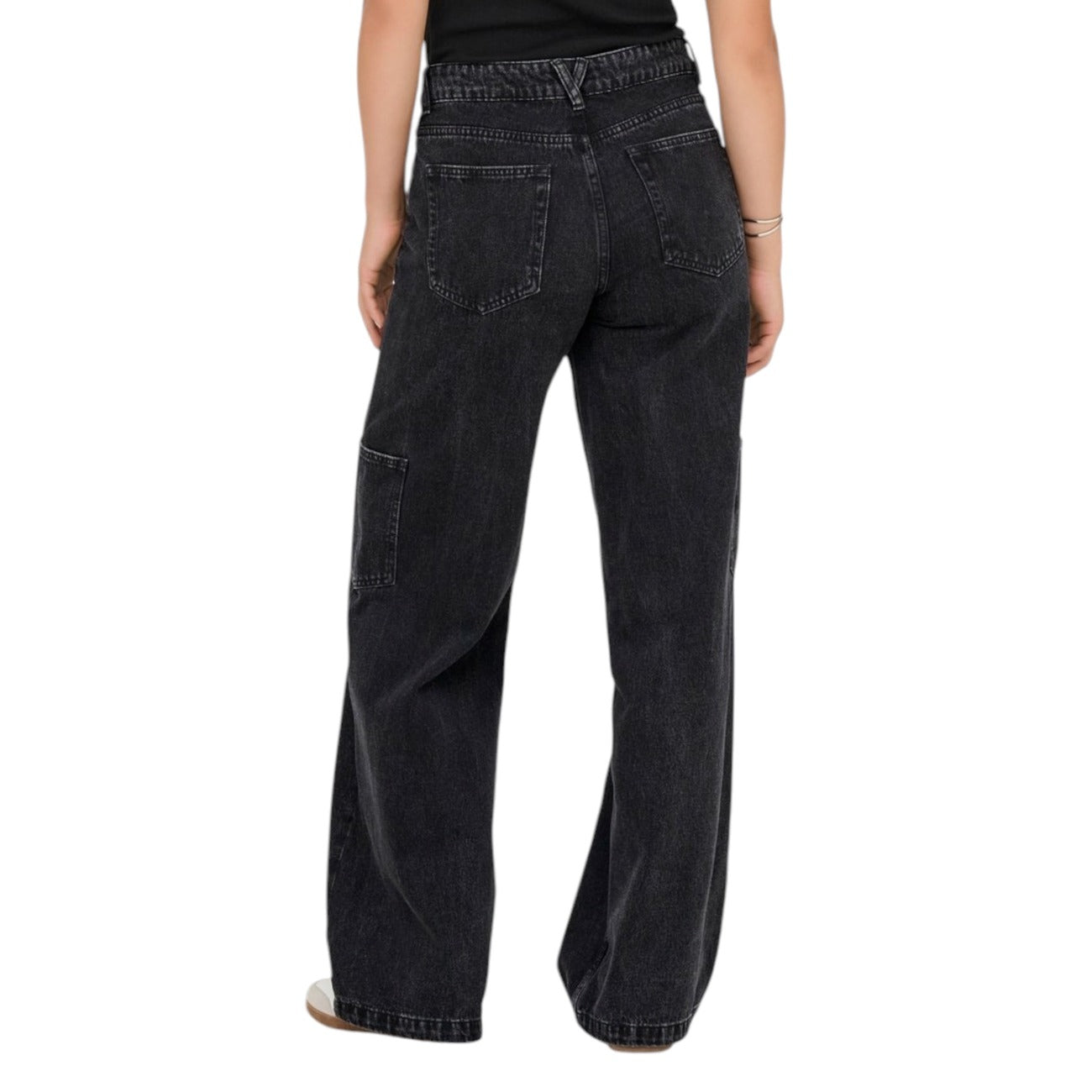 Only Jeans Donna Neri con Zip Bottone Tasche Anteriori Posteriori Laterali - Jeans Cotone Poliestere Elastan