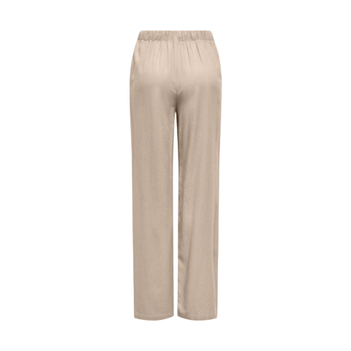Only Onlgoa Linen Blend Pants; 70% viscosa, 30% lino, vita elastica con cordino. Il pantalone fresco e versatile indispensabile per l'estate. Colore beige posteriore