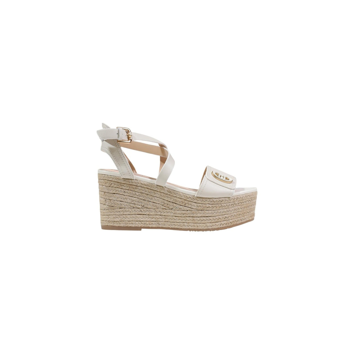 Liu Jo Bali 01 SA6083P0102, sandali donna in pelle con zeppa in corda; logo tono su tono sulla fascia, calzata stabile con cinturino e stile contemporaneo per la stagione estiva.