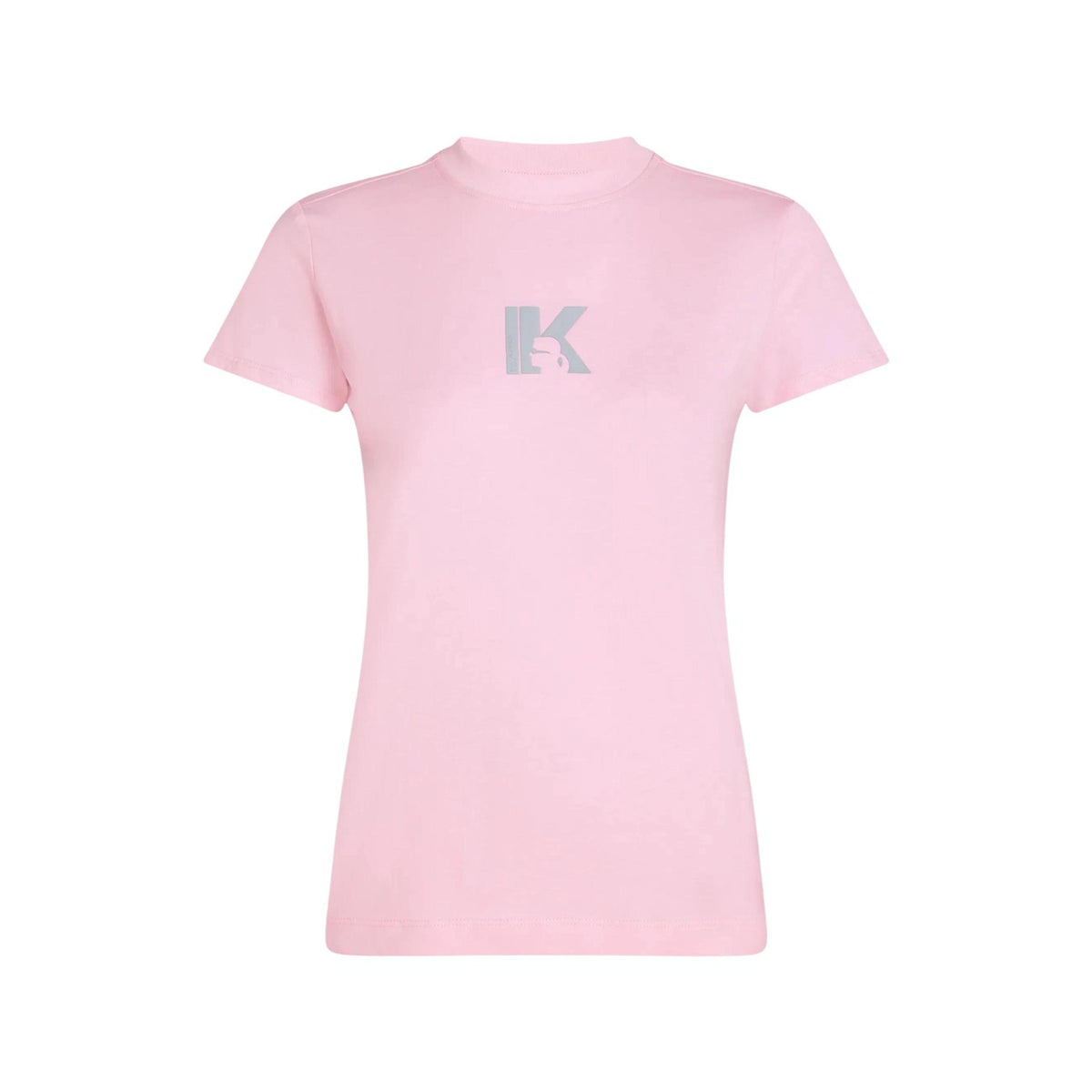 T-shirt Karl Lagerfeld Jeans Rosa; 100% Cotone. Vestibilità slim fit, maniche corte, girocollo. Logo "K" stampato, stile casual-chic ideale per tutte le stagioni. Vista stesa